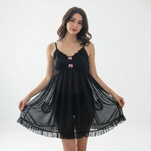 Betsey Johnson Black  Babydoll Nightgown  Size S